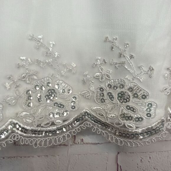 Coveted Delight White Sequin Mesh Embroidered Bustier Mini Dress Xs - Picture 5 of 12